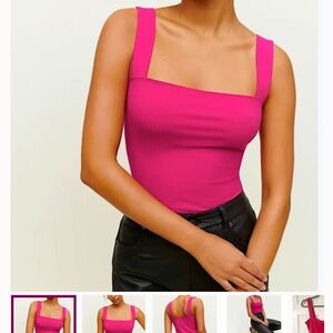 Reformation Canyon Knit Tank Top in Hot Pink Corvette Medium